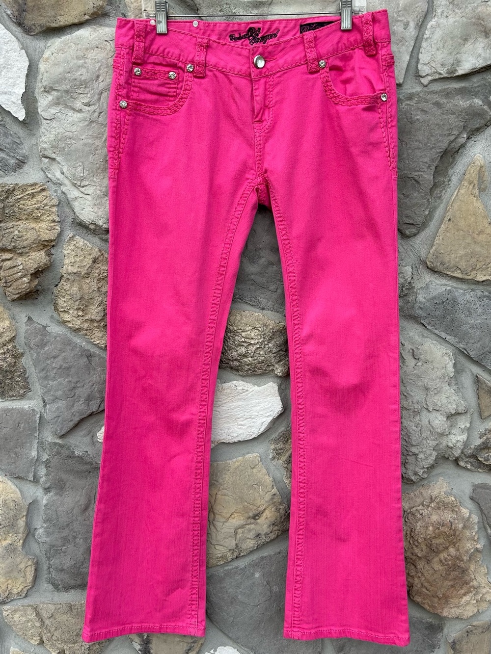 Rock & Roll Cowgirl Pink Jeans Size 32 Western Rodeo Bootcut Low Rise 34" Inseam